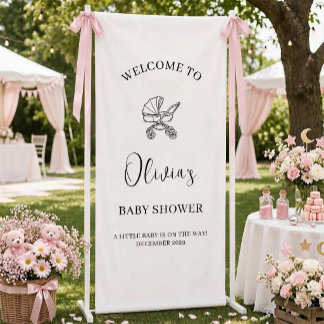Lona Elegante Bienvenida Minimalista Chic para Baby Sho