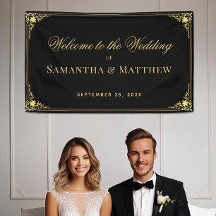 Lona Elegante Black Faux Gold Vintage Wedding