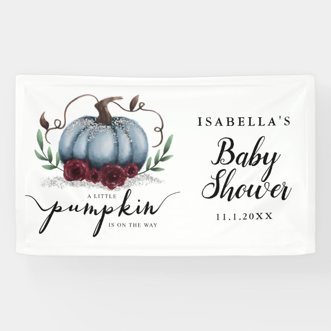 Lona Elegante Blue Little Pumpkin Baby Shower (Horizontal)