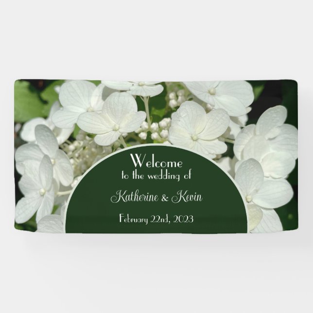 Lona Elegante Boda Botánico Verde Forestal (Horizontal)
