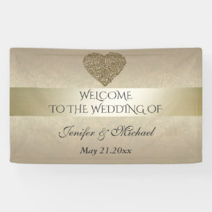 Lona Elegante boda de corazón abstracto de oro suave