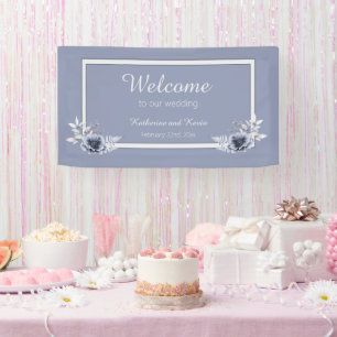 Lona Elegante Boda Dusty Blue Floral