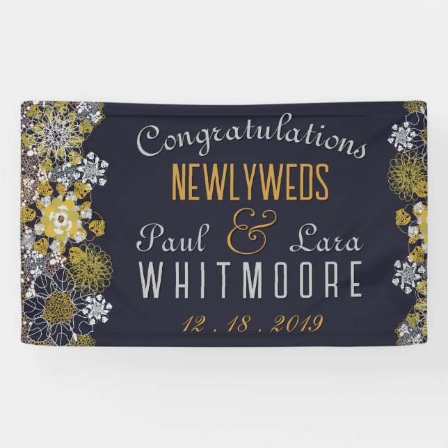 Lona Elegante Boda Fiesta de encaje floral (Horizontal)