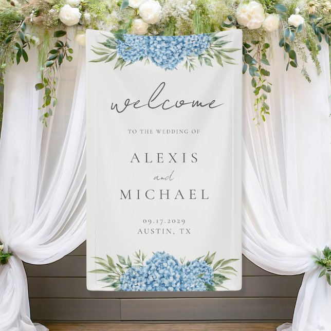 Lona Elegante Boda floral de Hydrangea azul (Subido por el creador)