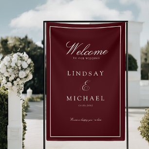 Lona Elegante Boda Real Burgundy y Blanco