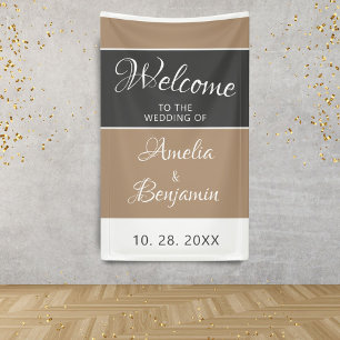 Lona Elegante Boda sencillo de escritura gris beige