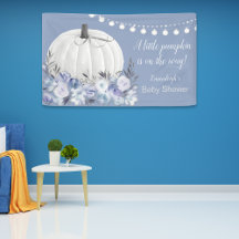 Elegante calabaza blanca Baby Shower Dusty Blue