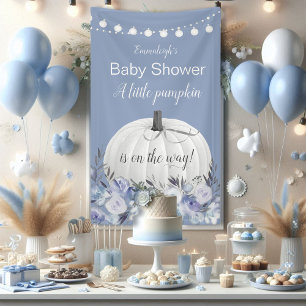 Lona Elegante calabaza blanca Dusty Baby Shower azul