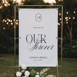 Lona Elegante Caligrafía Bienvenidos a Nuestra Boda Vin