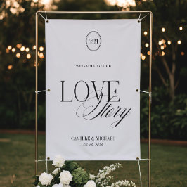 Lona Elegante Caligrafía Bienvenidos a Nuestra Boda Vin