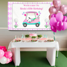 Elegante carrito de golf para fiesta de cumpleaños