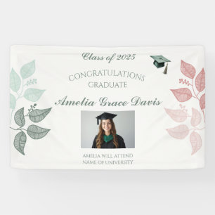 Lona Elegante cartel botánico de graduación