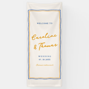Lona elegante cartel de bienvenida de boda con garabato