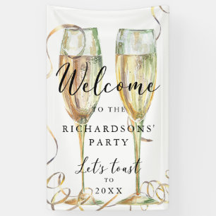 Lona Elegante cartel de bienvenida de Fiesta de champán