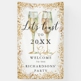 Lona Elegante cartel de bienvenida Fiesta Purpurina de