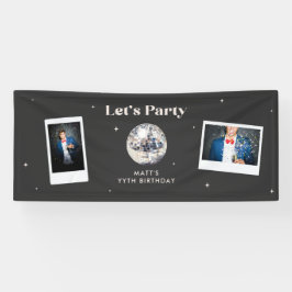 Lona Elegante cartel de cumpleaños de Bola de Disco mod