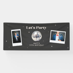 Lona Elegante cartel de cumpleaños de Bola de Disco mod