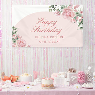 Lona Elegante cartel de cumpleaños rosado Rosa