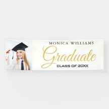 Elegante cartel de foto para graduados en blanco y