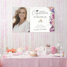 Lona Elegante cartel de graduación de flores silvestres