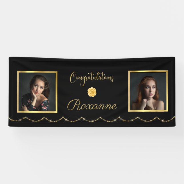 Lona Elegante cartel de graduación de fotos (Horizontal)