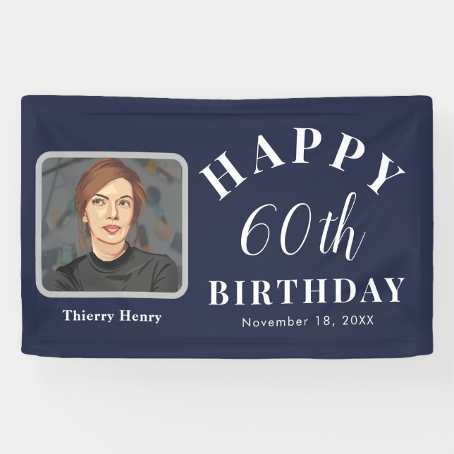 Lona Elegante cartel de la fiesta de cumpleaños número  (Horizontal)