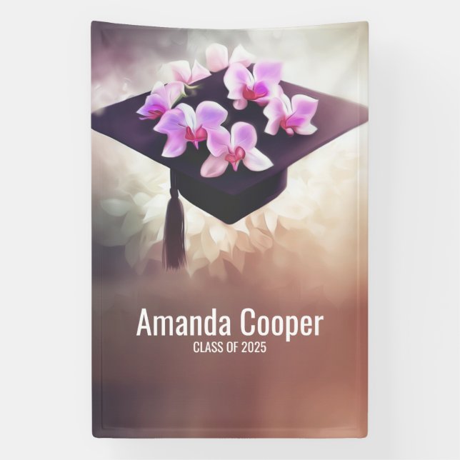 Lona Elegante cartel de la fiesta de graduación de orqu (Vertical)