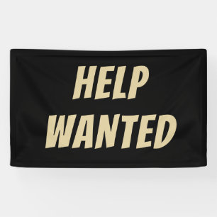 Lona Elegante cartel de SE BUSCA AYUDA negro y dorado p