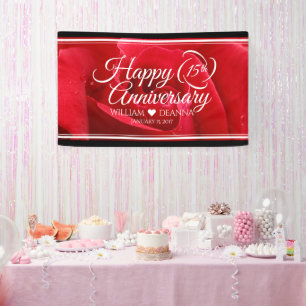 Lona Elegante celebración del 15° Rosa de aniversario d