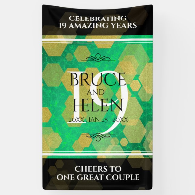 Lona Elegante celebración del 19° Aniversario del Boda  (Vertical)