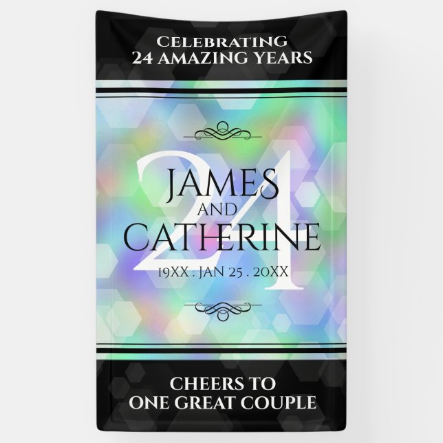 Lona Elegante celebración del 24° Aniversario del Boda  (Vertical)