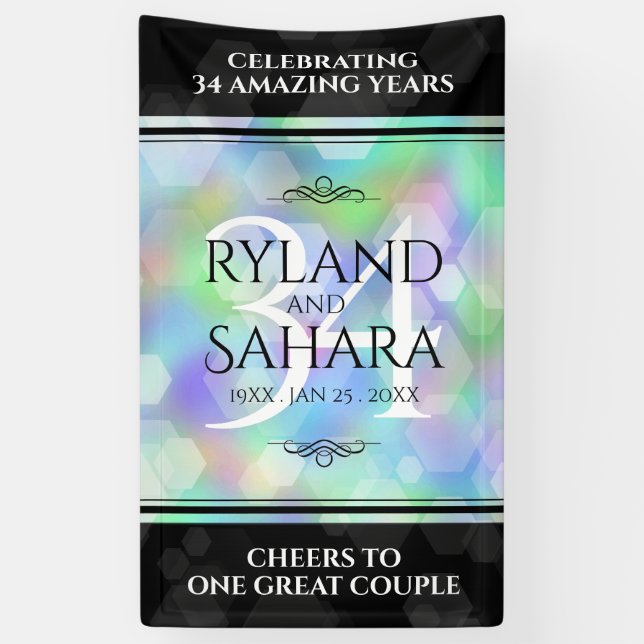 Lona Elegante celebración del 34° Aniversario del Boda  (Vertical)