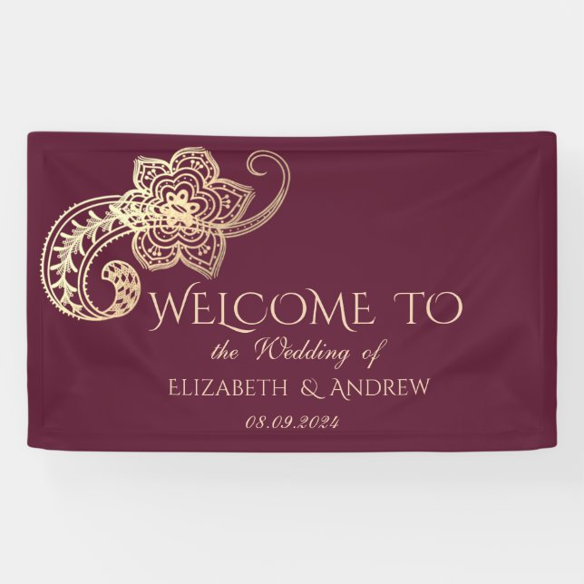 Lona Elegante Chic Oro Paisley (Horizontal)