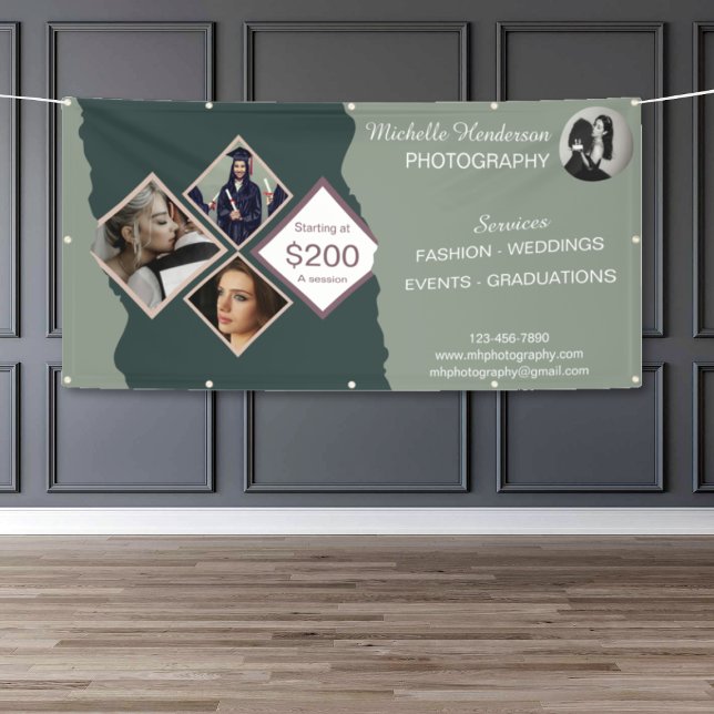 Lona Elegante Collage de fotos Verde Profesional (Subido por el creador)