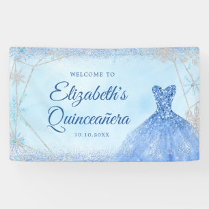 Lona Elegante copo de nieve azul y turbio Quinceañera