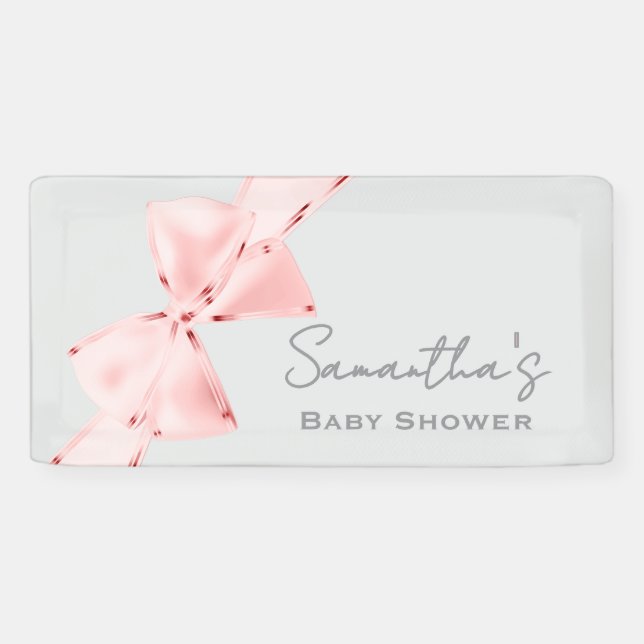 Lona Elegante Coquette Rosa Bow Baby Shower (Horizontal)