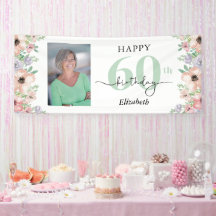 Elegante Cumpleaños 60 con Flores Pastel Foto 