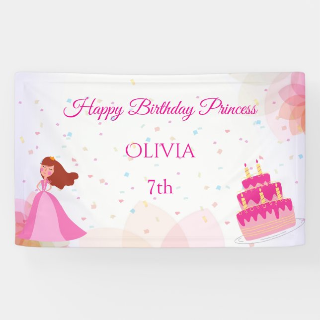 Lona Elegante cumpleaños de princesa de Disney (Horizontal)