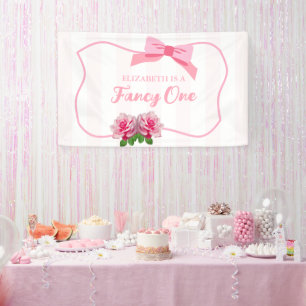 Lona Elegante Cumpleaños Floral con un Lazo 1er