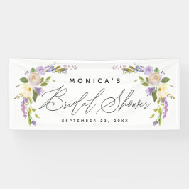 Lona Elegante Ducha Bridal Personalizada Floral Púrpura