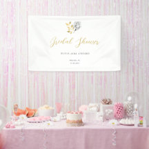 Elegante ducha de novia de oro blanco negro simple