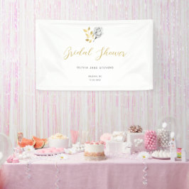 Lona Elegante ducha de novia de oro blanco negro simple