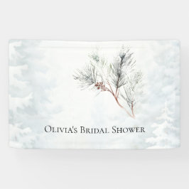 Lona Elegante Ducha de Novia de Pino Invernal Blanco