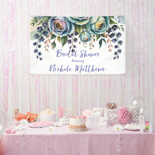 Lona Elegante ducha floral turquesa azul nupcial