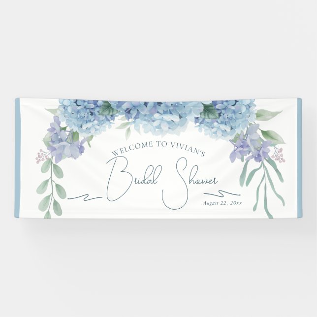Lona Elegante Dusty Blue Floral Bouquet Bridal Shower (Horizontal)
