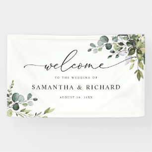 Lona Elegante Eucalyptus Greenery Boda Bienvenida