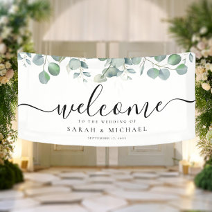 Lona Elegante Eucalyptus Greenery Boda Bienvenida