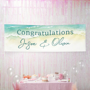 Lona Elegante Felicitaciones de Boda en Playa