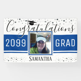 Lona Elegante Felicitaciones de Graduación Foto Azul