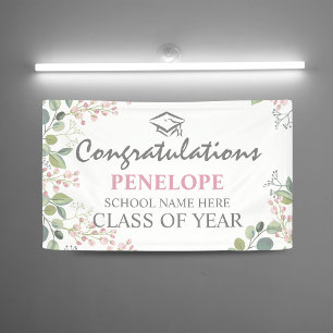 Lona Elegante Felicitaciones Floral Graduación 2025